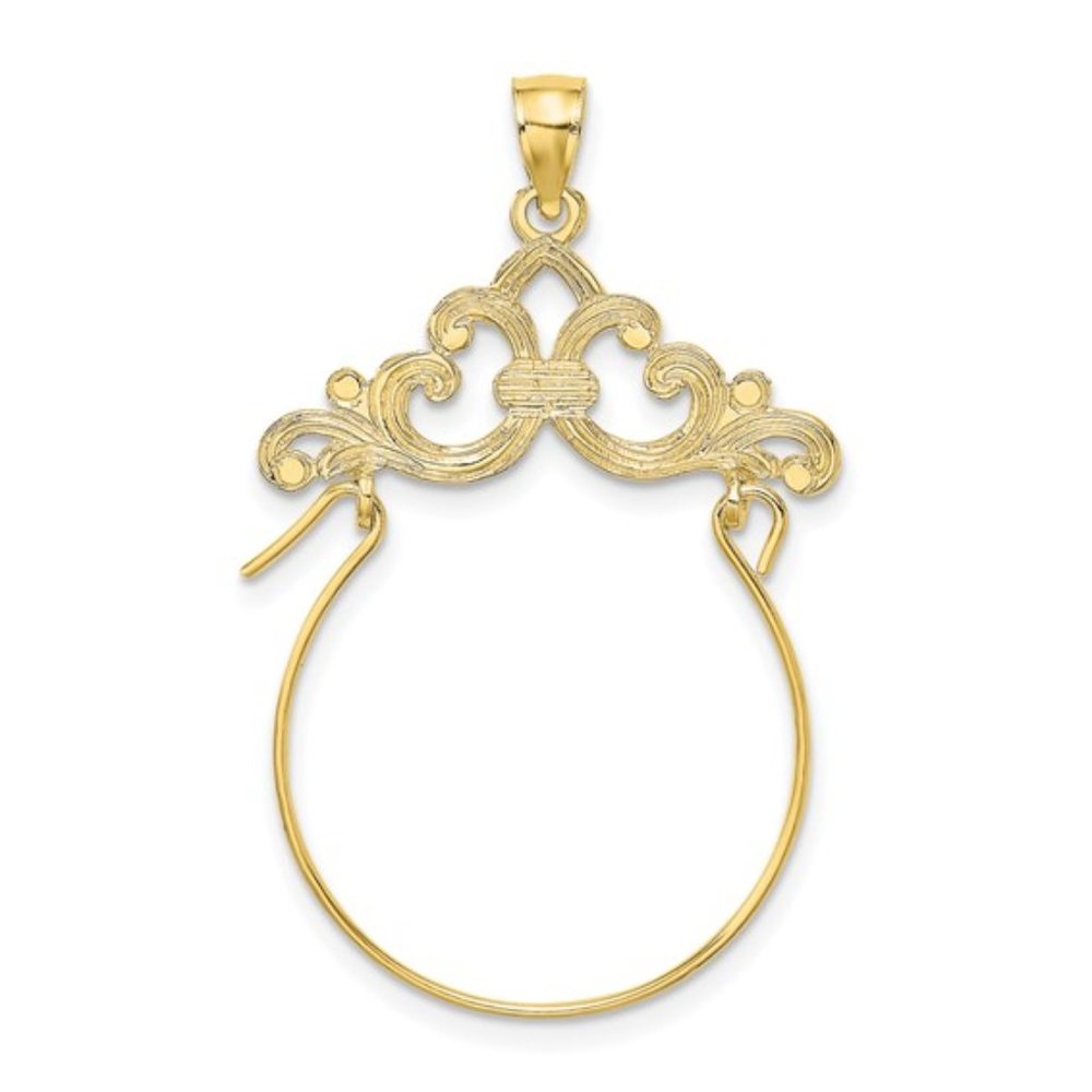10k Gold Scroll Framed charm Holder